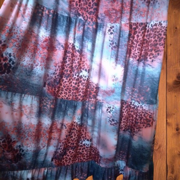 Magic Women's 1X Elastic Waist Pull On Maxi Skirt Boho Hippie Ruffle Buckle Y2K - Picture 4 of 5